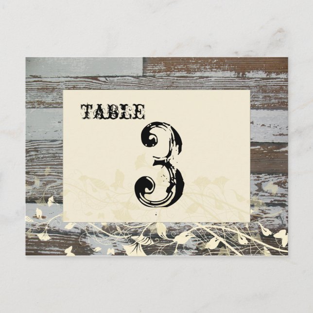 Old Wood Table Number Card (Cream, flat) (Front)