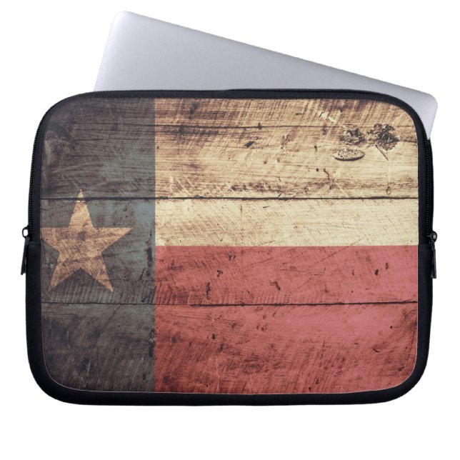 Old Wood Texas Flag Laptop Sleeve (Front)