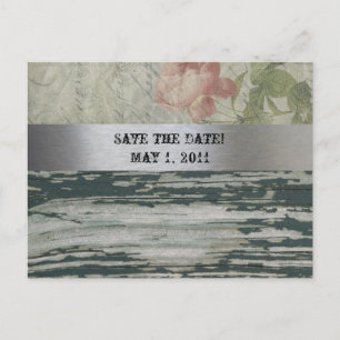 Old Wood Vintage French Save the Date Announcement Postcard