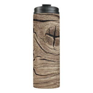 old wood, vintage thermal tumbler