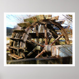 Old Wood Waterwheel Poster