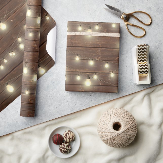 Old Wood with Lights  Wrapping Paper (Crafts)