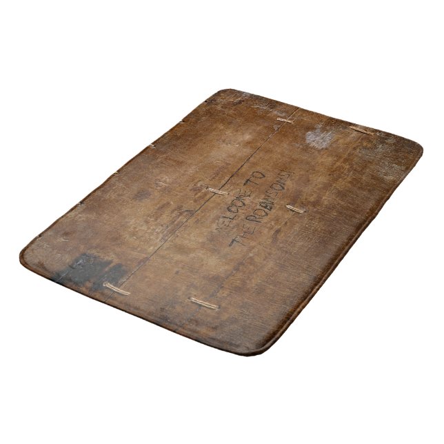 Old Wood with (or without) Scratched Text Bath Mat (Angled)