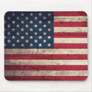 Old Wooden American Flag Mouse Mat