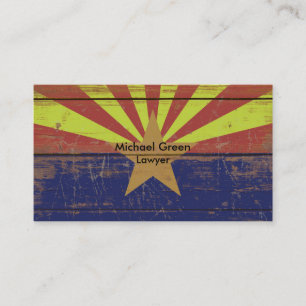 Old Wooden Arizona State Flag Business Card