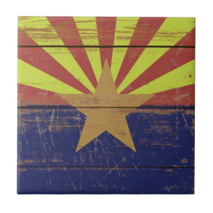Old Wooden Arizona State Flag Tile