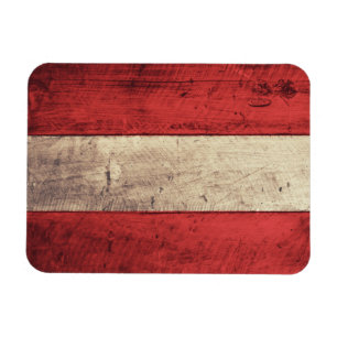Old Wooden Austria Flag Magnet
