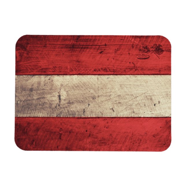 Old Wooden Austria Flag Magnet (Horizontal)