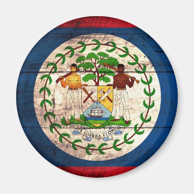 Old Wooden Belise Flag Magnet (Front)