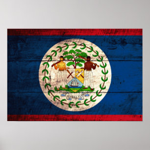 Old Wooden Belise Flag Poster