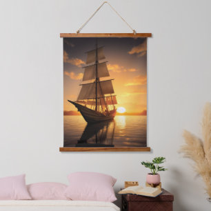 Old Wooden Boat Hanging Tapestry