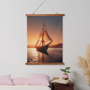 Old Wooden Boat Hanging Tapestry