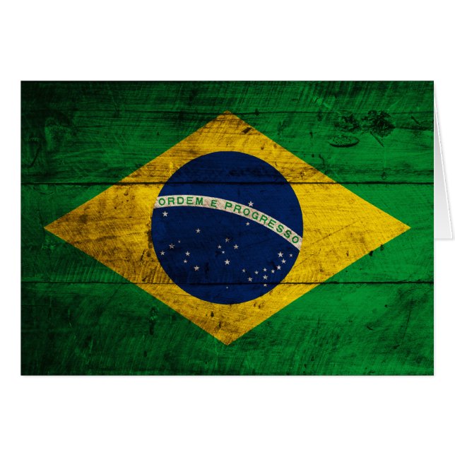 Old Wooden Brazil Flag (Front Horizontal)