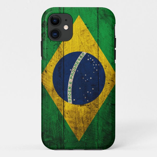 Old Wooden Brazil Flag Case-Mate iPhone Case (Back)