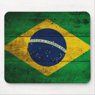 Old Wooden Brazil Flag Mouse Mat