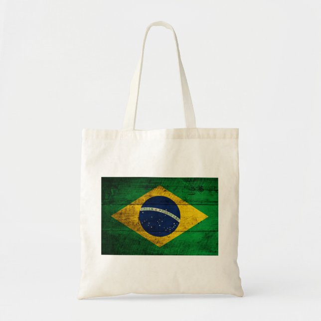 Old Wooden Brazil Flag Tote Bag (Front)