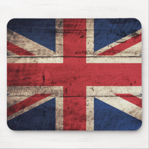 Old Wooden British Flag Mouse Mat