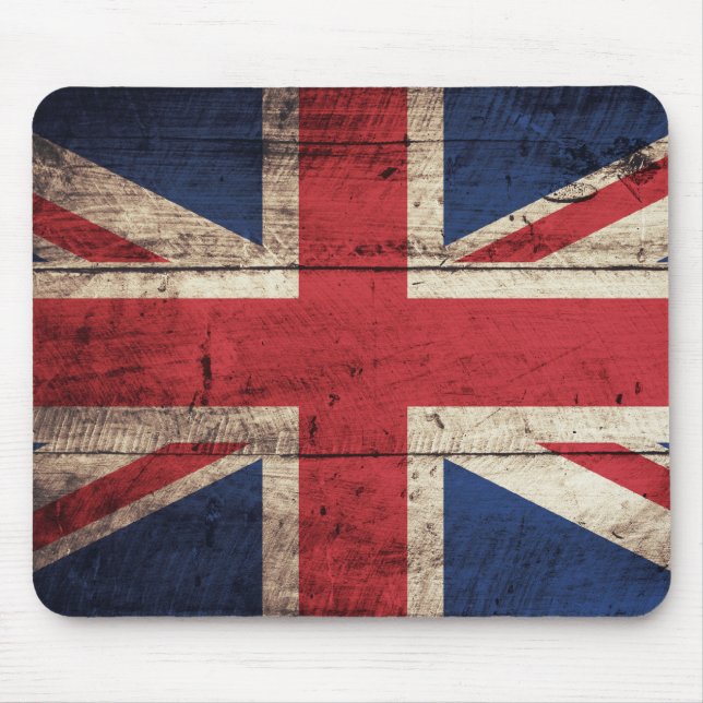 Old Wooden British Flag Mouse Mat (Front)