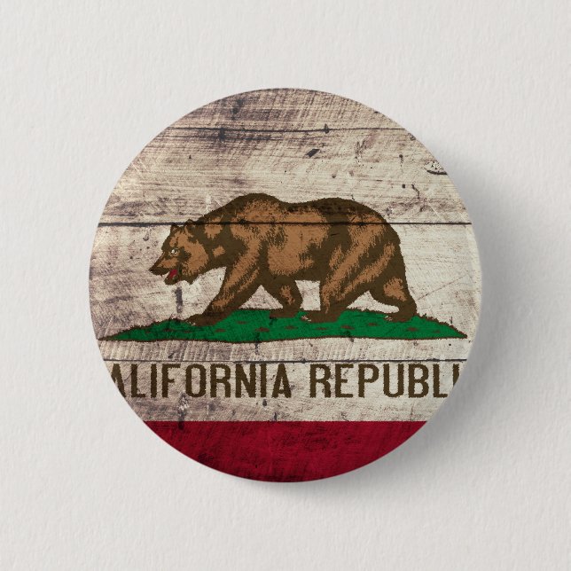Old Wooden California Flag 6 Cm Round Badge (Front)