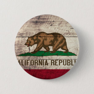 Old Wooden California Flag 6 Cm Round Badge