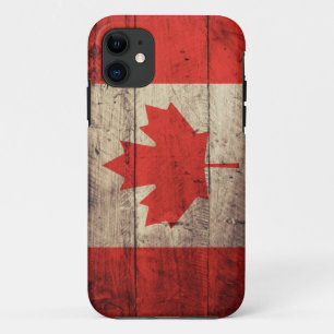 Old Wooden Canadian Flag iPhone 11 Case