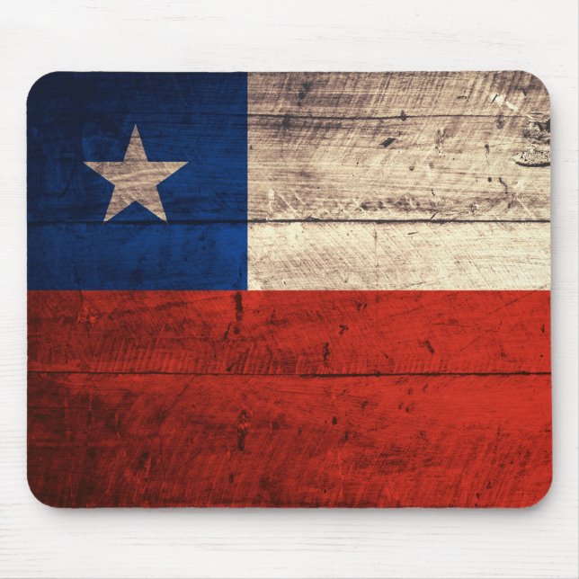 Old Wooden Chile Flag Mouse Mat (Front)