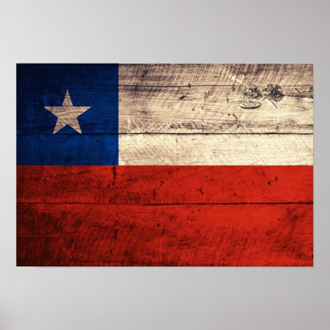 Old Wooden Chile Flag Poster (Front)