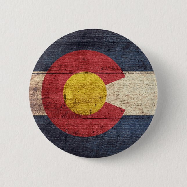 Old Wooden Colorado Flag 6 Cm Round Badge (Front)