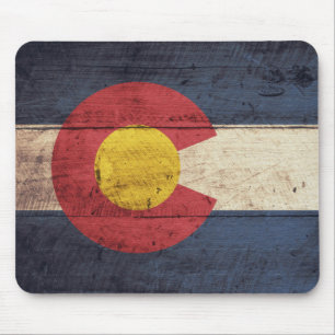 Old Wooden Colorado Flag Mouse Mat