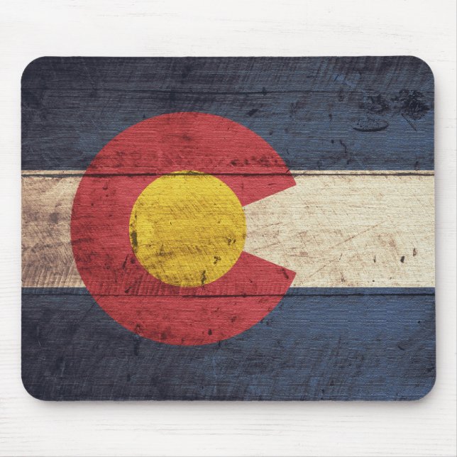 Old Wooden Colorado Flag Mouse Mat (Front)