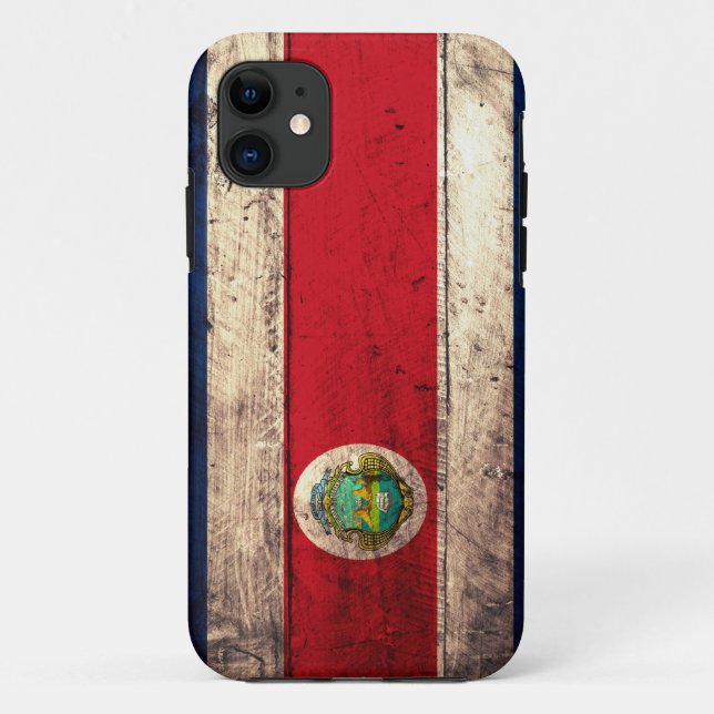 Old Wooden Costa Rican Flag Case-Mate iPhone Case (Back)