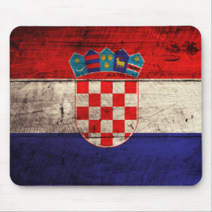 Old Wooden Croatia Flag Mouse Mat