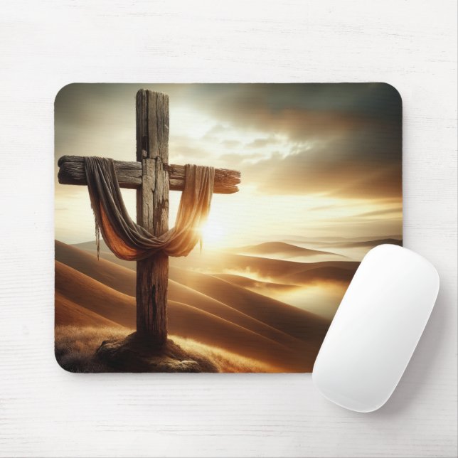 Old Wooden Cross On a Hill Mouse Mat (With Mouse)