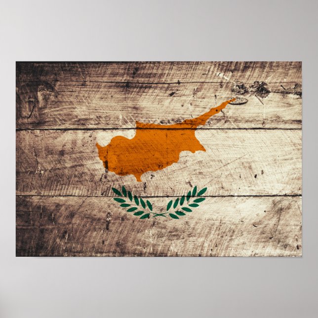 Old Wooden Cyprus Flag Poster (Front)
