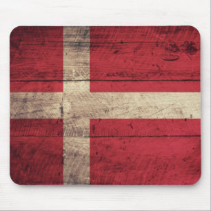 Old Wooden Denmark Flag Mouse Mat