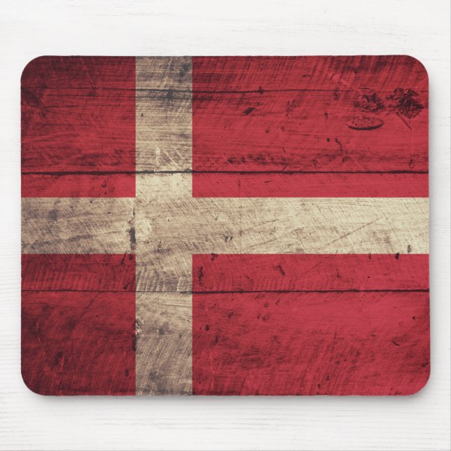 Old Wooden Denmark Flag Mouse Mat (Front)