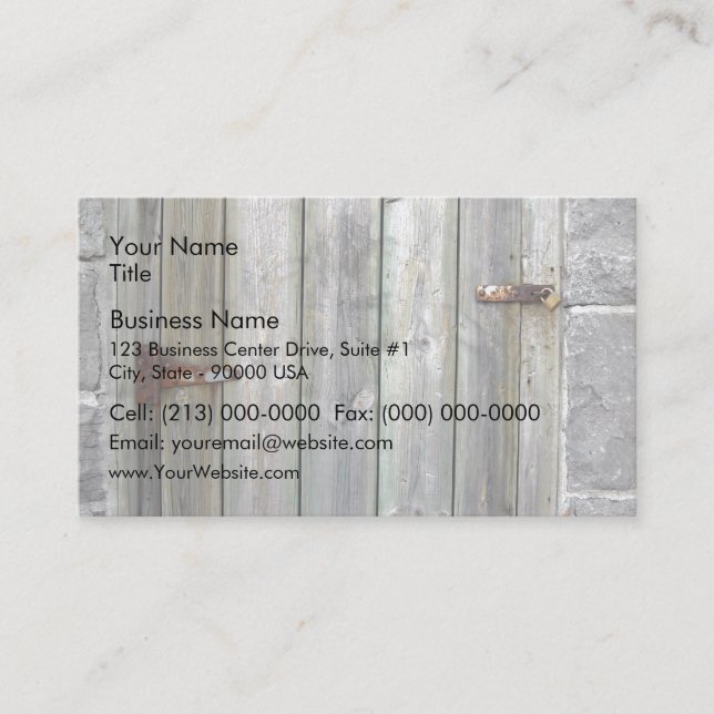 Old Wooden Door In A Stone Wall Business Card (Front)