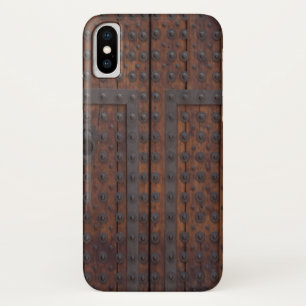 Old Wooden Door With Black Metal Reinforcements iPhone X Case