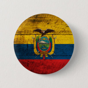 Old Wooden Ecuador Flag 6 Cm Round Badge