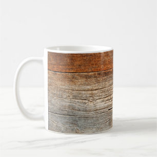 Old wooden fence. wood palisade background. planks coffee mug