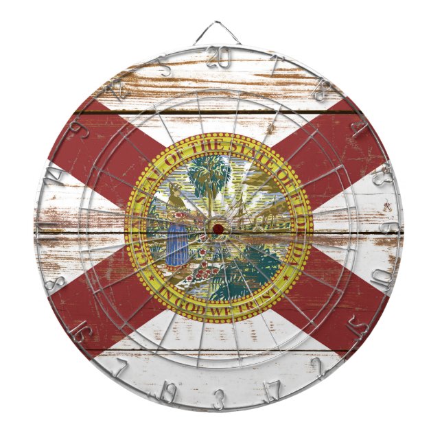 Old Wooden Florida State Flag Dartboard (Front)