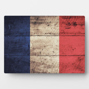 Old Wooden France Flag; Plaque