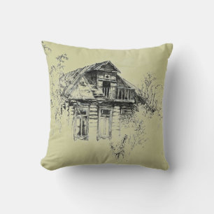 Old Wooden House in Russia by A. Cook Cushion