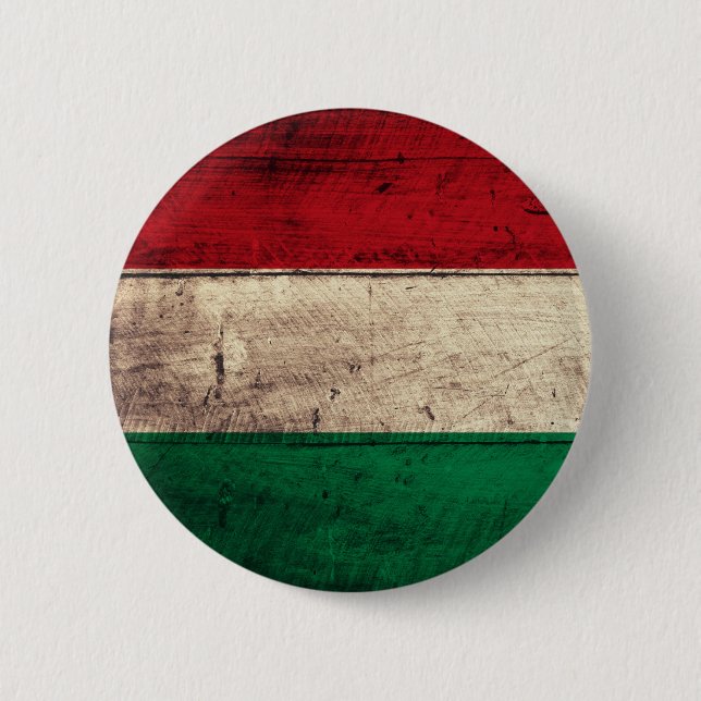 Old Wooden Hungary Flag 6 Cm Round Badge (Front)