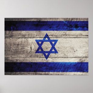 Old Wooden Israel Flag Poster