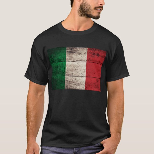 Old Wooden Italian Flag; T-Shirt (Front)