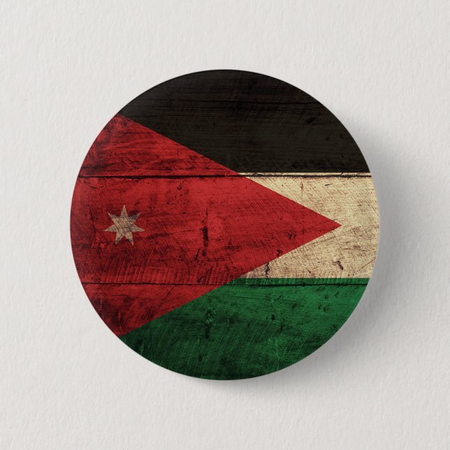 Old Wooden Jordan Flag 6 Cm Round Badge (Front)