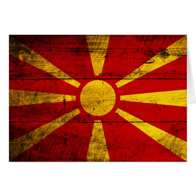Old Wooden Macedonia Flag (Front Horizontal)