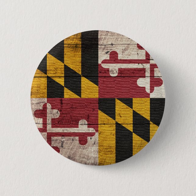 Old Wooden Maryland Flag 6 Cm Round Badge (Front)