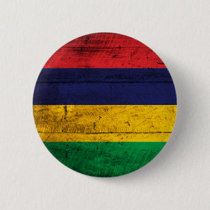 Old Wooden Mauritius Flag 6 Cm Round Badge